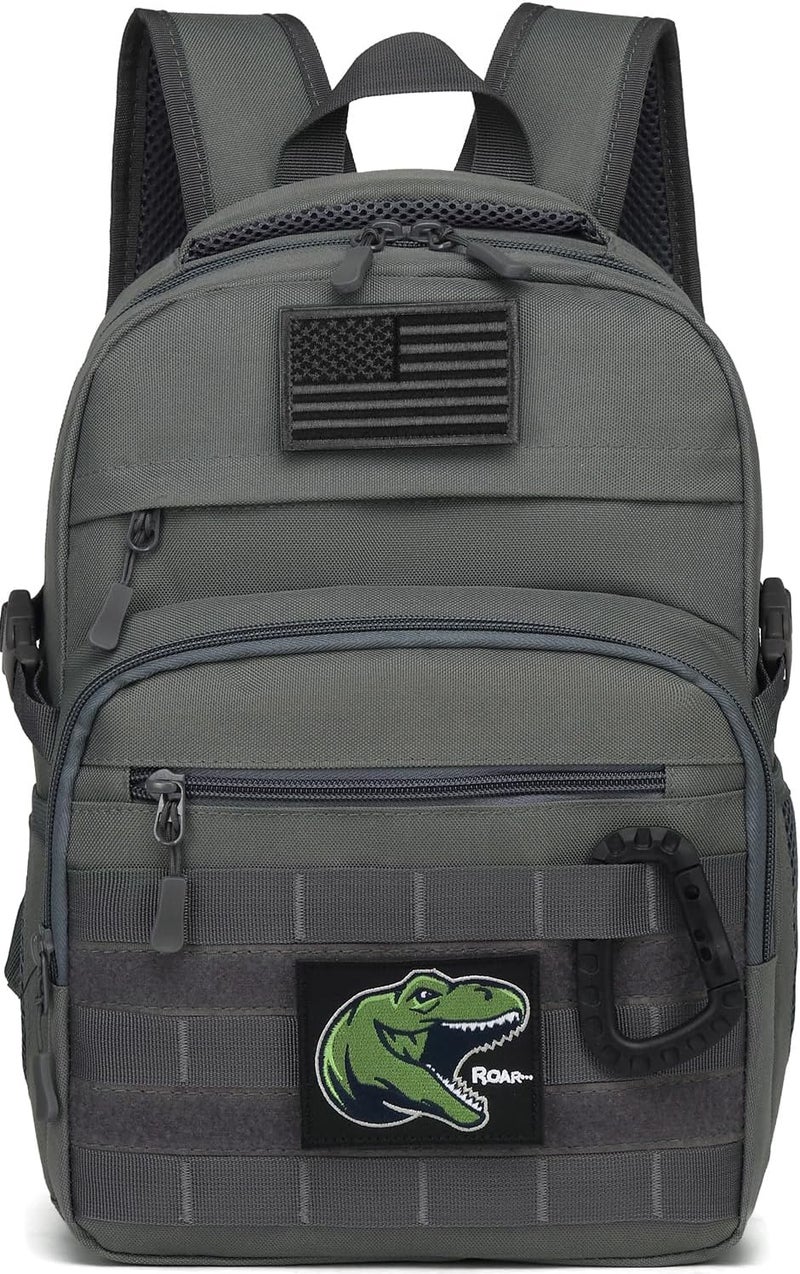 SunForMorning Kids Tactical Backpack Army Molle Bookbag Military Boys Backpack for School, Outdoor, Camping (Includes 2 Patches +1 Carabiner), Grey - Image 1